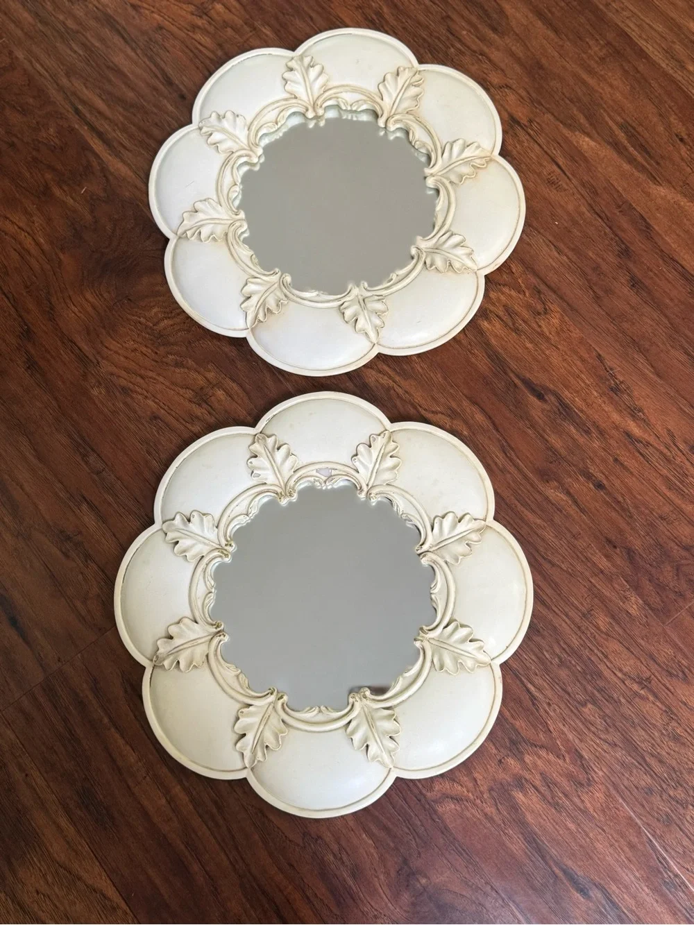 2-Vintage Ornate Wall Mirrors French Country Accent Shabby Cottage Resin 14